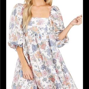 Floral Puff Sleeve Babydoll Dress